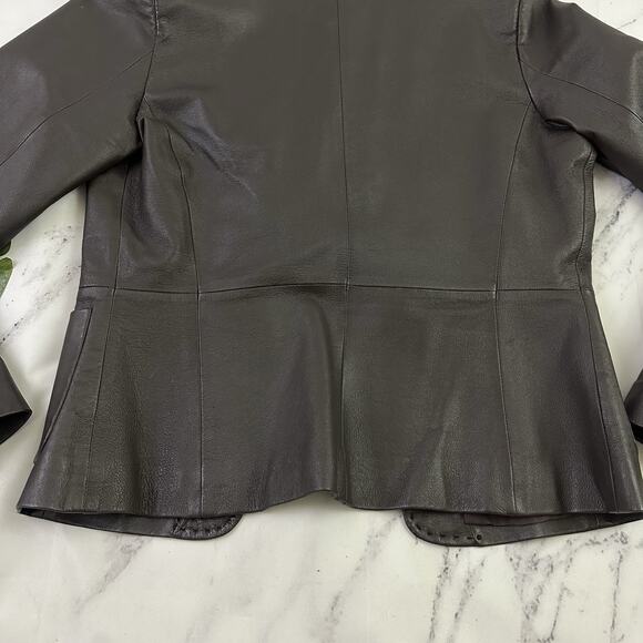 More & More Womens Vintage Y2k Leather Jacket Size 38 M Dark Brown Blazer - Picture 12 of 12